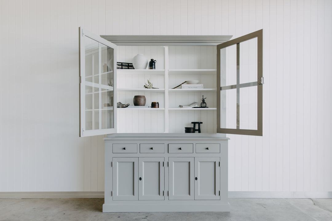 French Window Cabinet - Grey & White