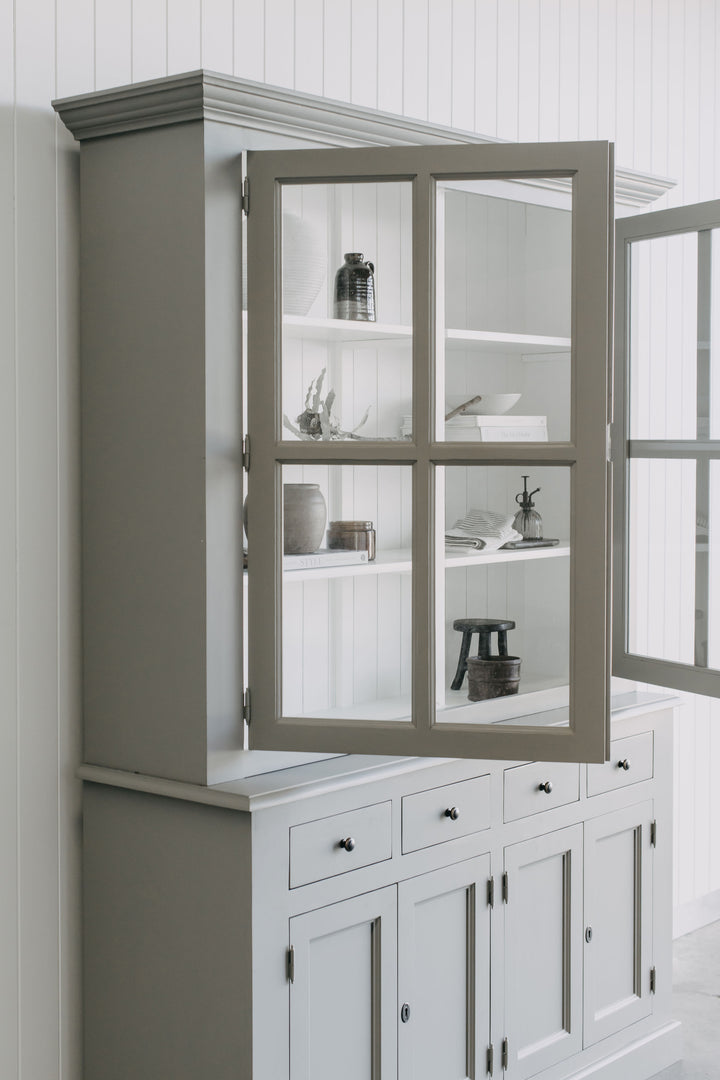 French Window Cabinet - Grey & White
