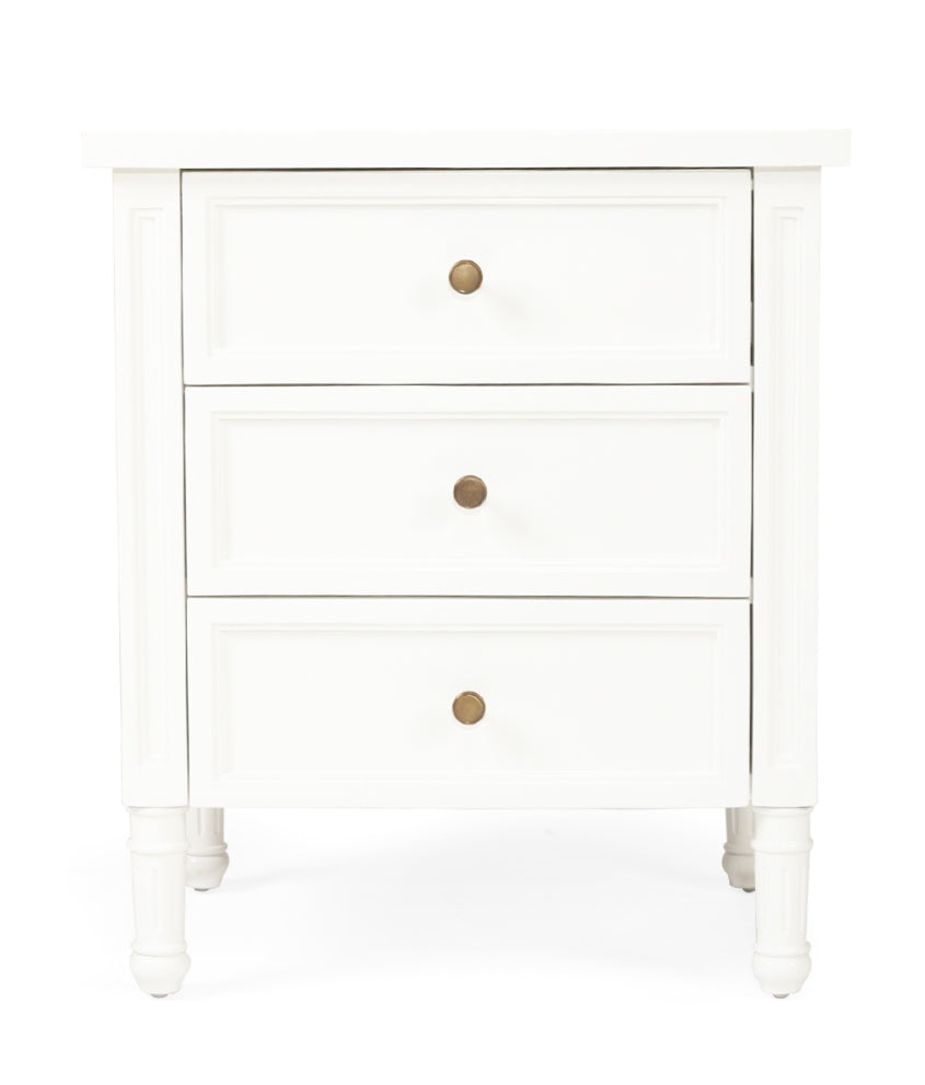 Coralie 3 -Drawer Bedside in White