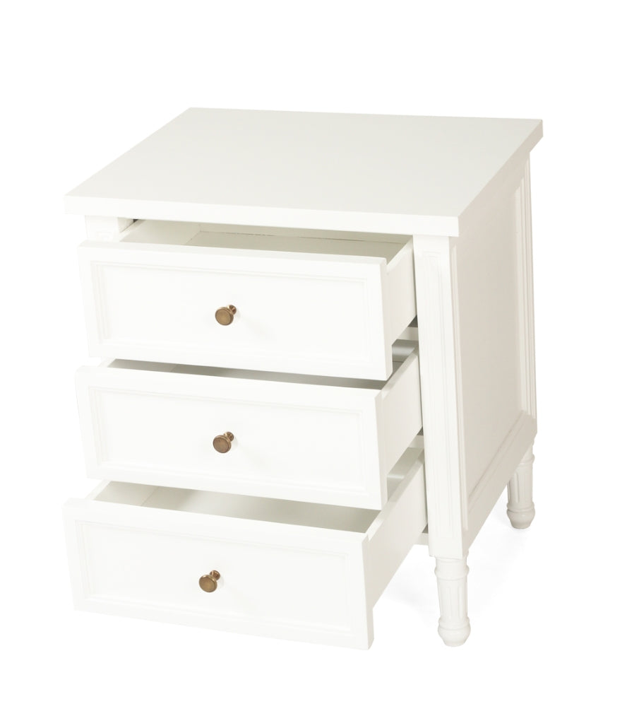 Coralie 3 -Drawer Bedside in White