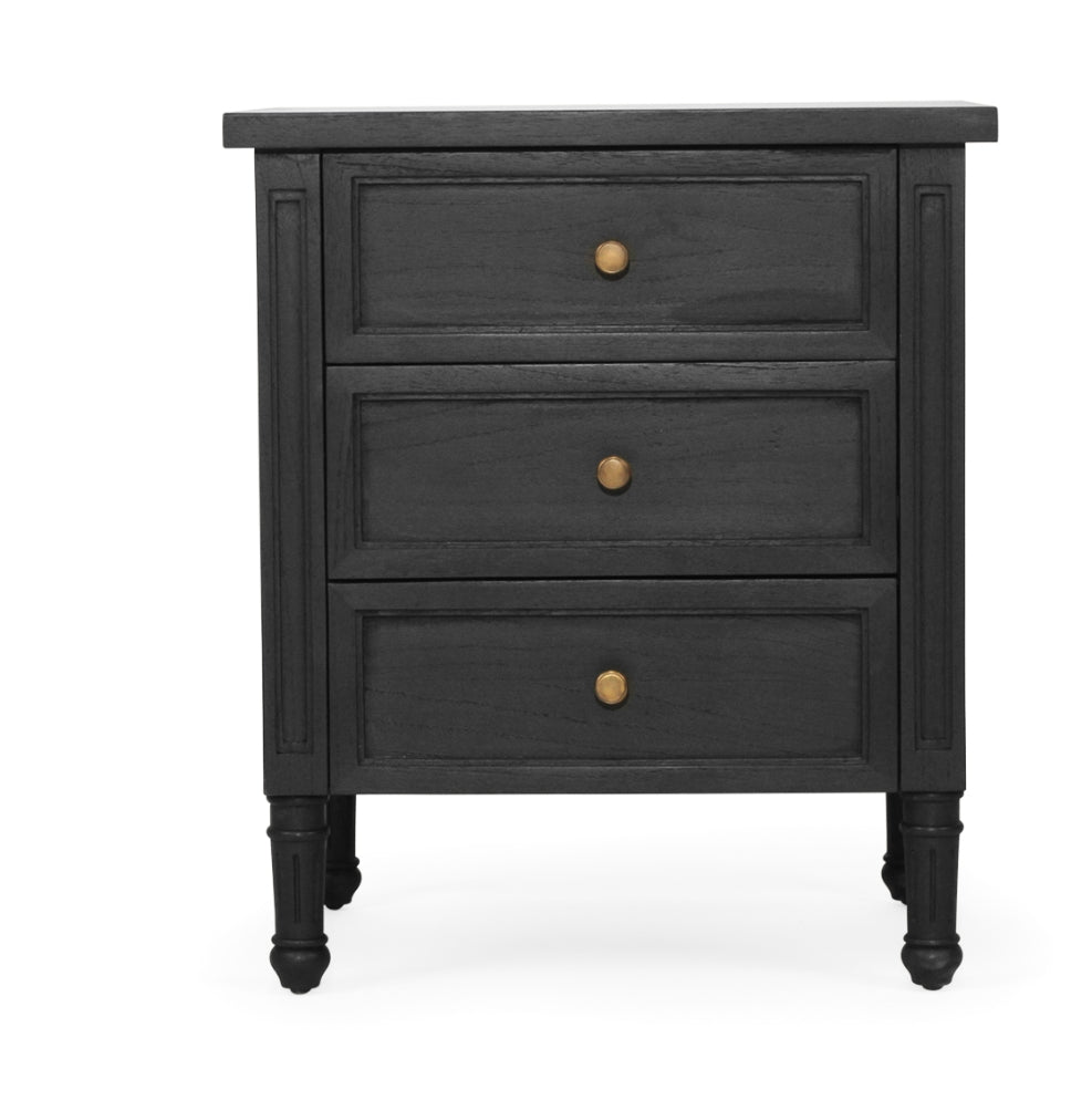Coralie 3 -Drawer Bedside in Black