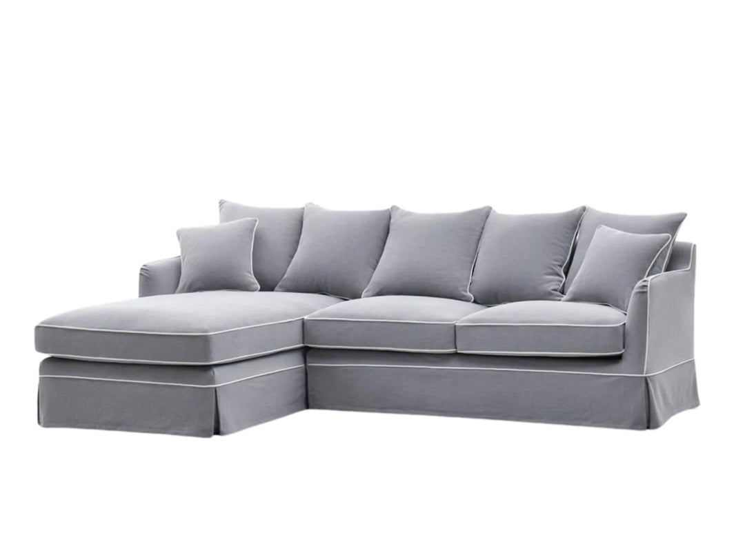 Claremont 3 Seater Chaise Sofa in Grey - Left