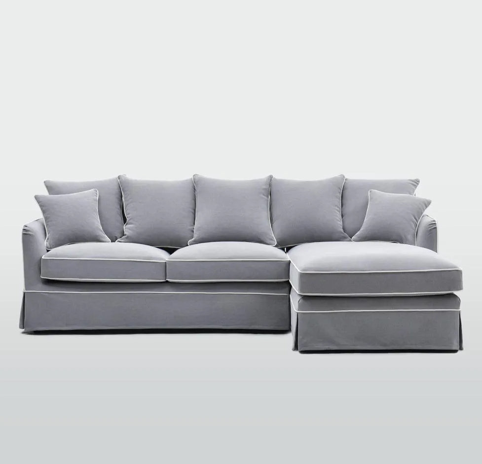 Claremont 3 Seater Chaise Sofa in Grey - Right
