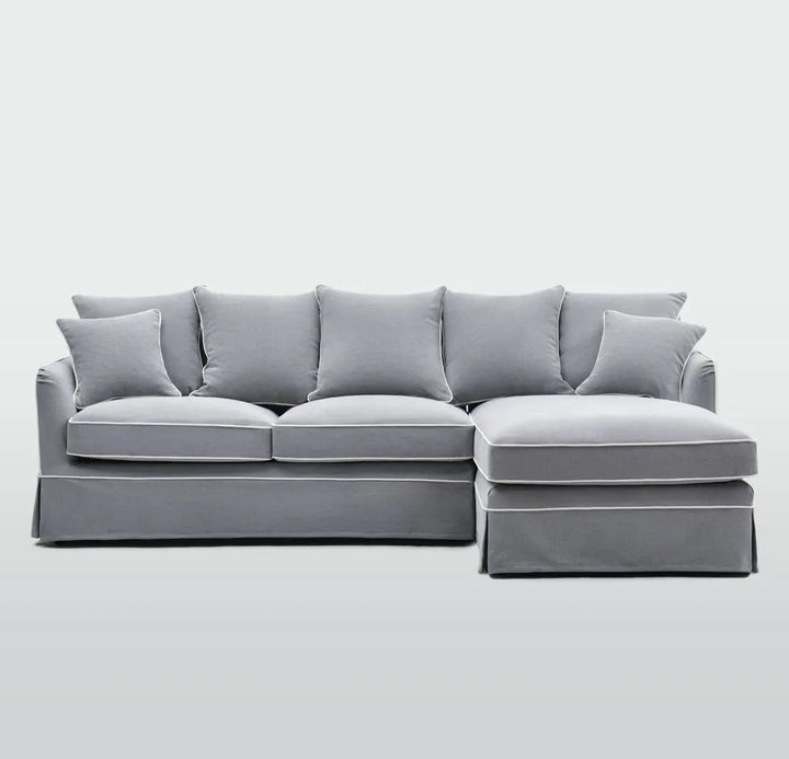 Claremont 3 Seater Chaise Sofa in Grey - Right
