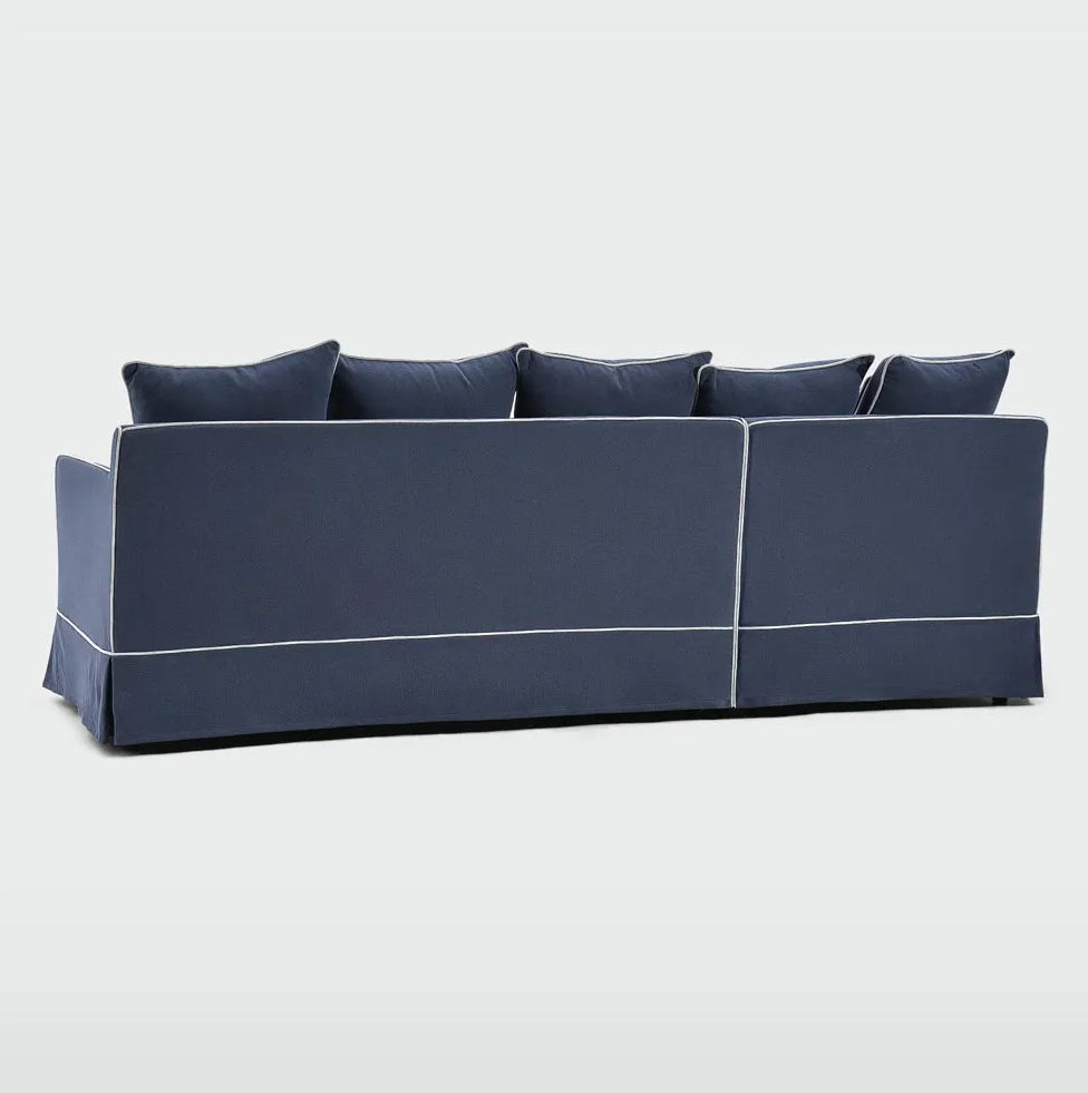 Claremont 3 Seater Chaise Sofa in Navy - Left