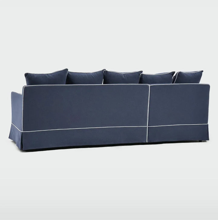 Claremont 3 Seater Chaise Sofa in Navy - Left