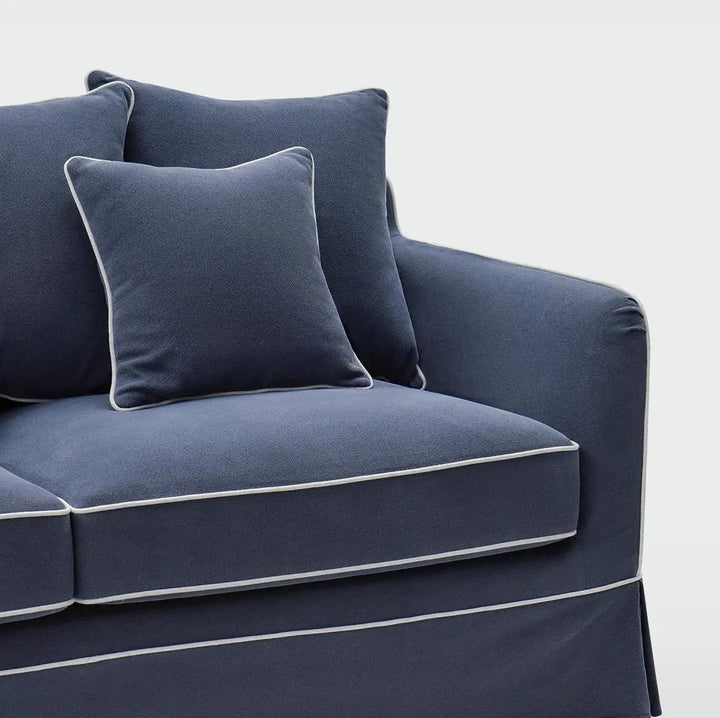 Claremont 3 Seater Chaise Sofa in Navy - Left