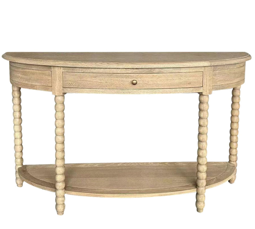 Arles Demi Lune Console in Weathered Oak