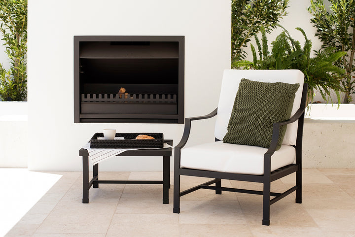 Portofino Lounge Armchair & Stool Bundle - Black