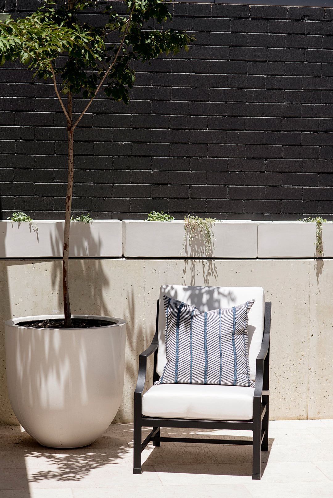 Portofino Lounge Armchair & Stool Bundle - Black