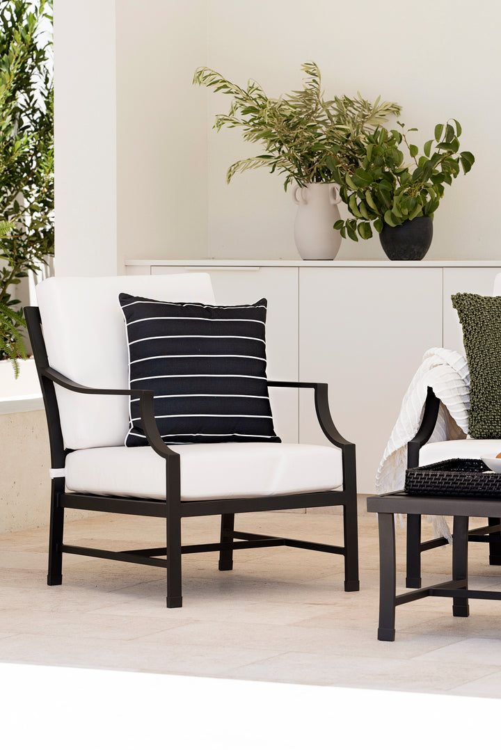 Portofino Lounge Armchair & Stool Bundle - Black