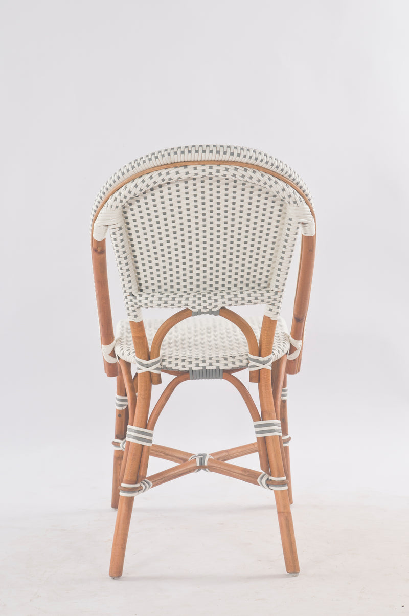 French Bistro Chair - Walnut - Polka Dot in Grey