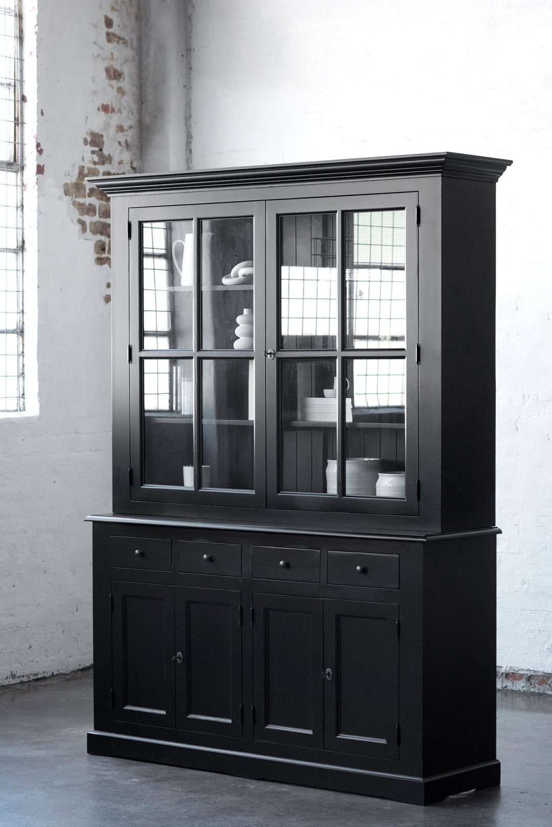 French Window Cabinet - Black