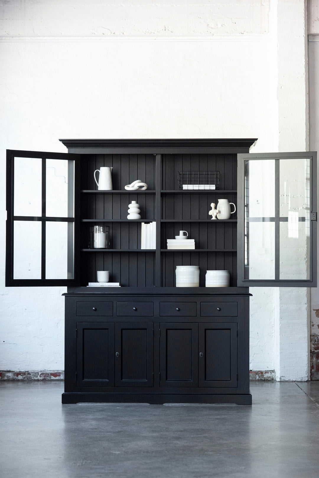 French Window Cabinet - Black