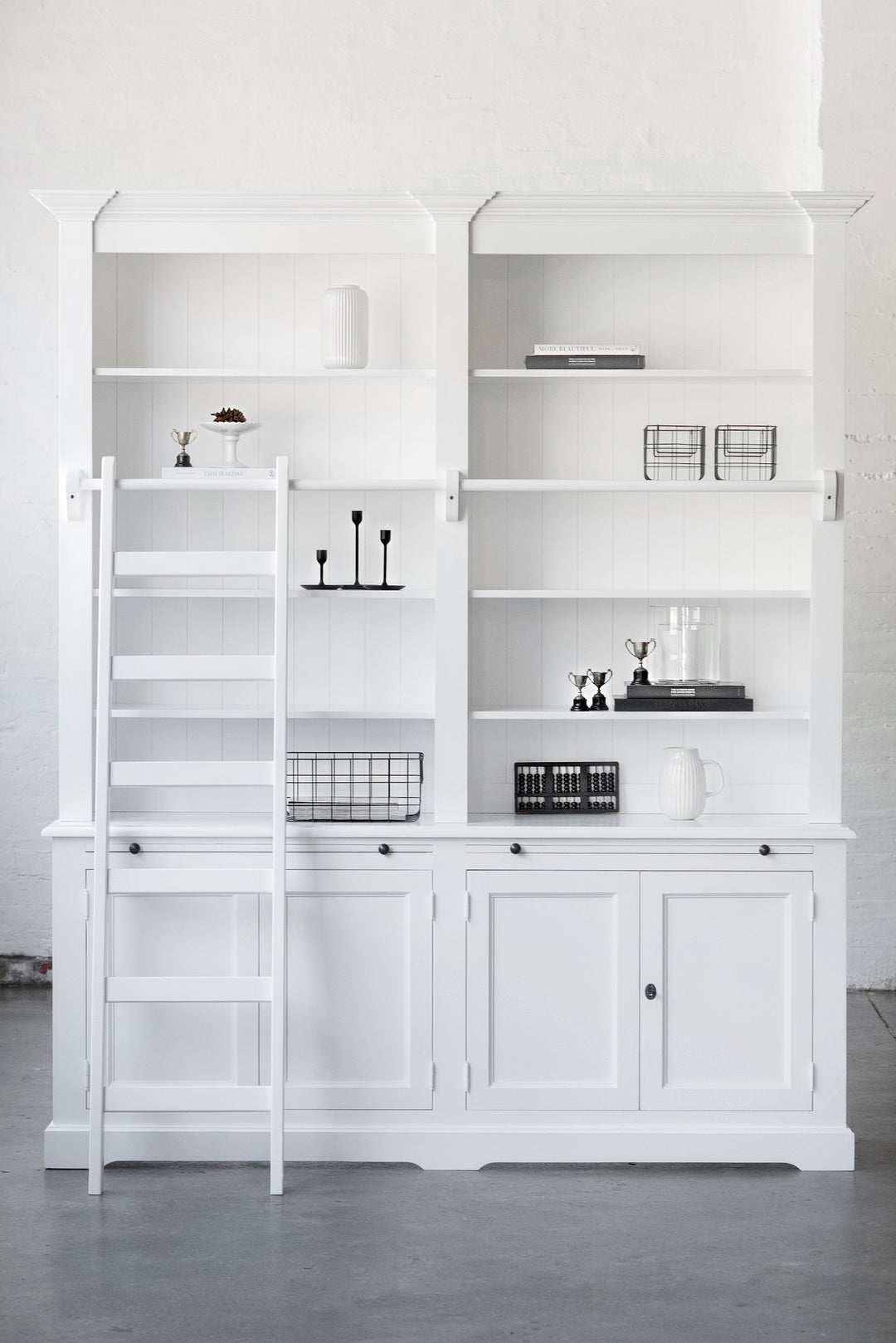 Newport Library Bookcase - Polar White