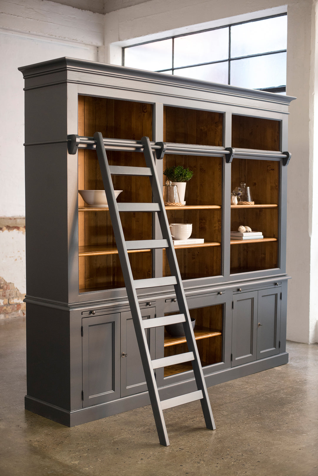 Newport Grand Library Bookcase in Navy Blue