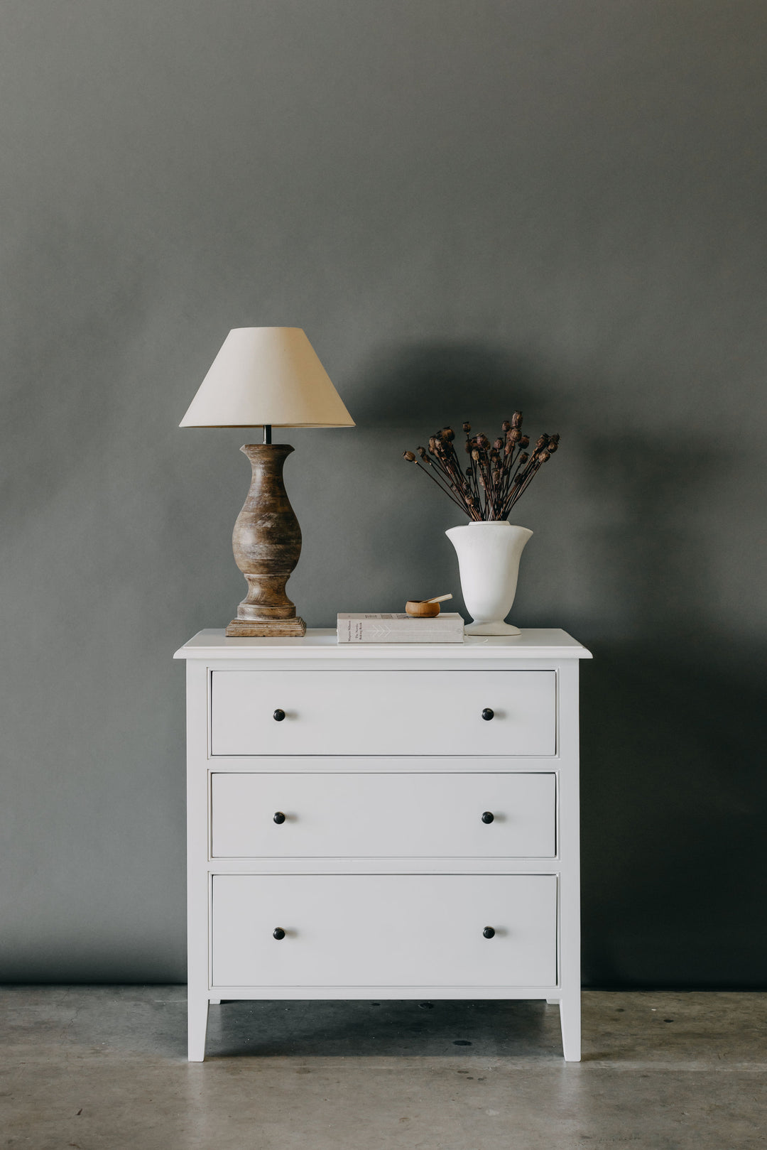 Perfectly Paired: Harper Bedhead + 2 Durham Nightstand in White