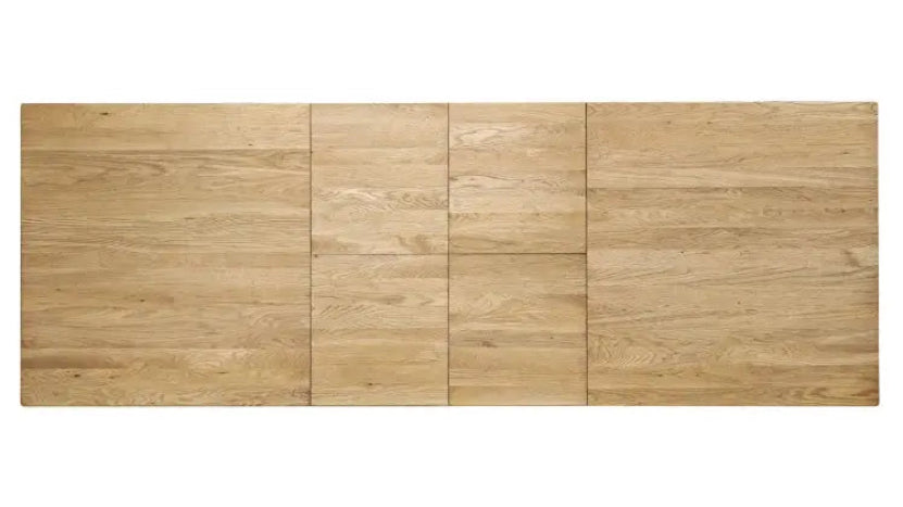 Top view on an Oak dining table on a white background | Brugge Extension Dining Table | Rustic Charm Interiors 