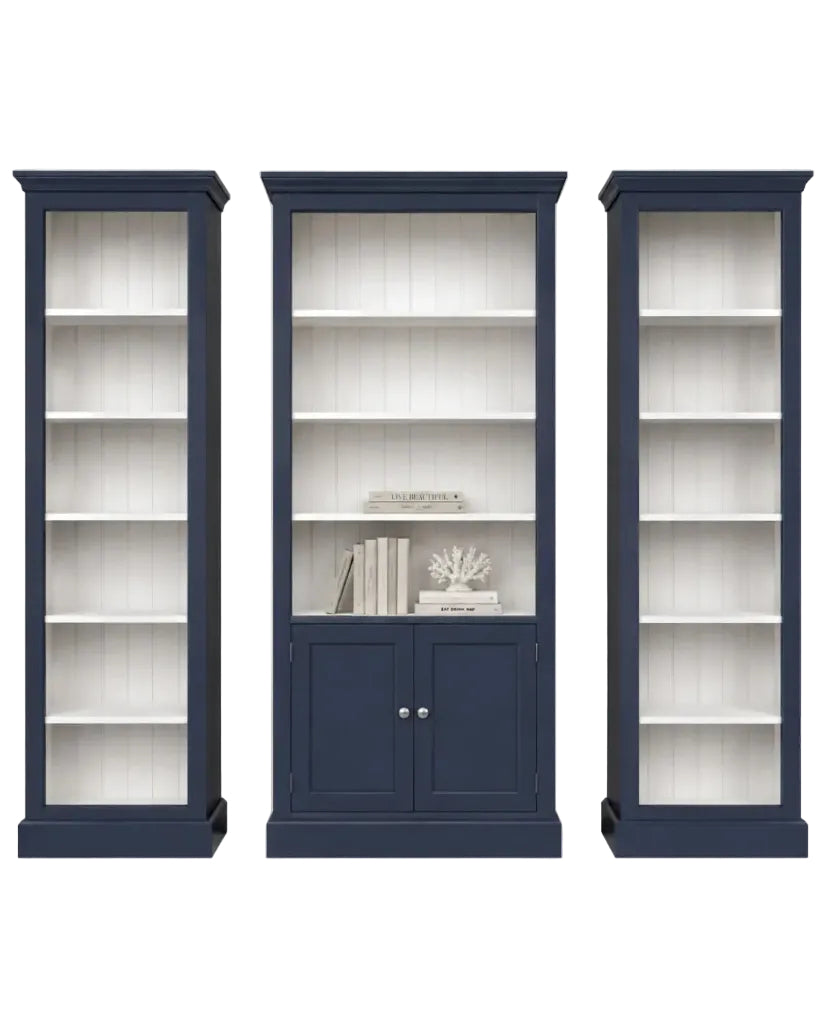 Claremont Bookcase - Navy & White |  Rustic Charm Interiors - Modular bookcase cabinet