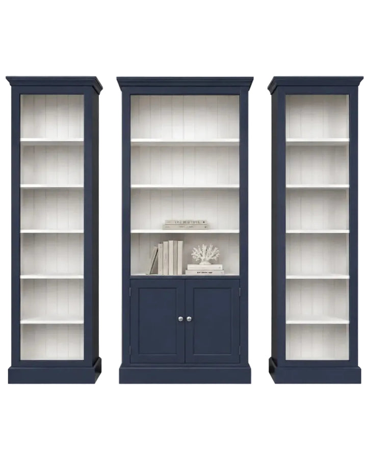 Claremont Bookcase - Navy & White |  Rustic Charm Interiors - Modular bookcase cabinet