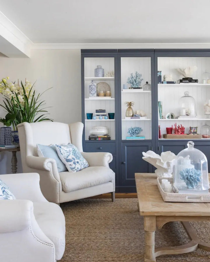 Claremont Bookcase - Navy & White | Rustic Charm Interiors