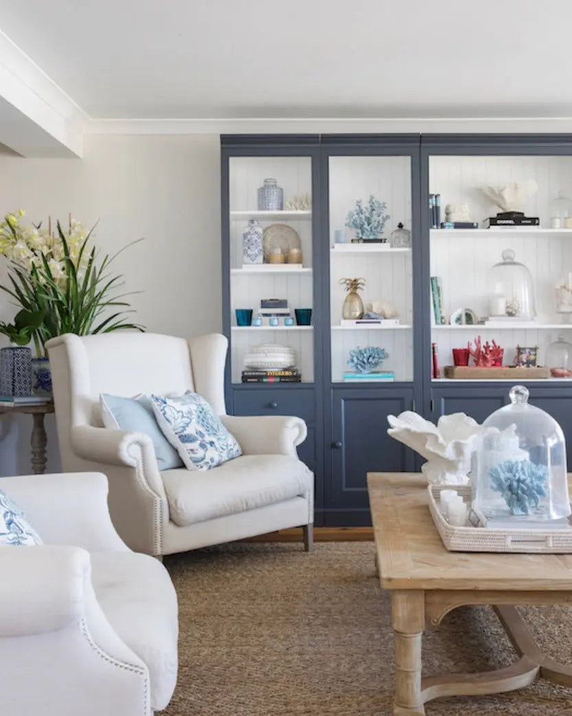 Claremont Bookcase - Navy & White | Rustic Charm Interiors