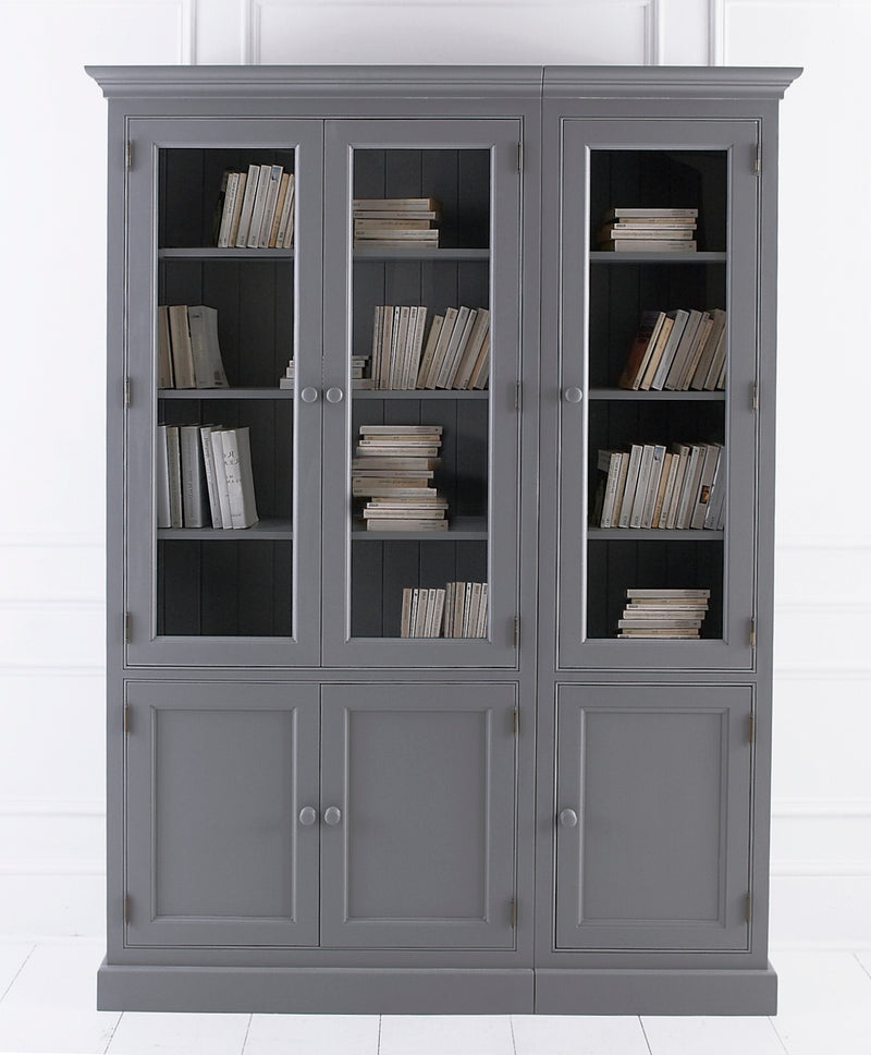 Glazed Bookcase - Block Grey