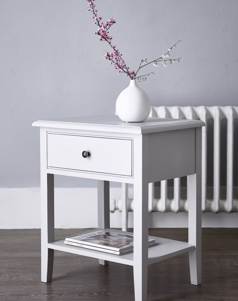 Durham Bedside Table - White