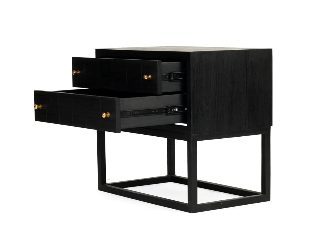 Huxley Bedside Table - Black Rustic Charm Interiors