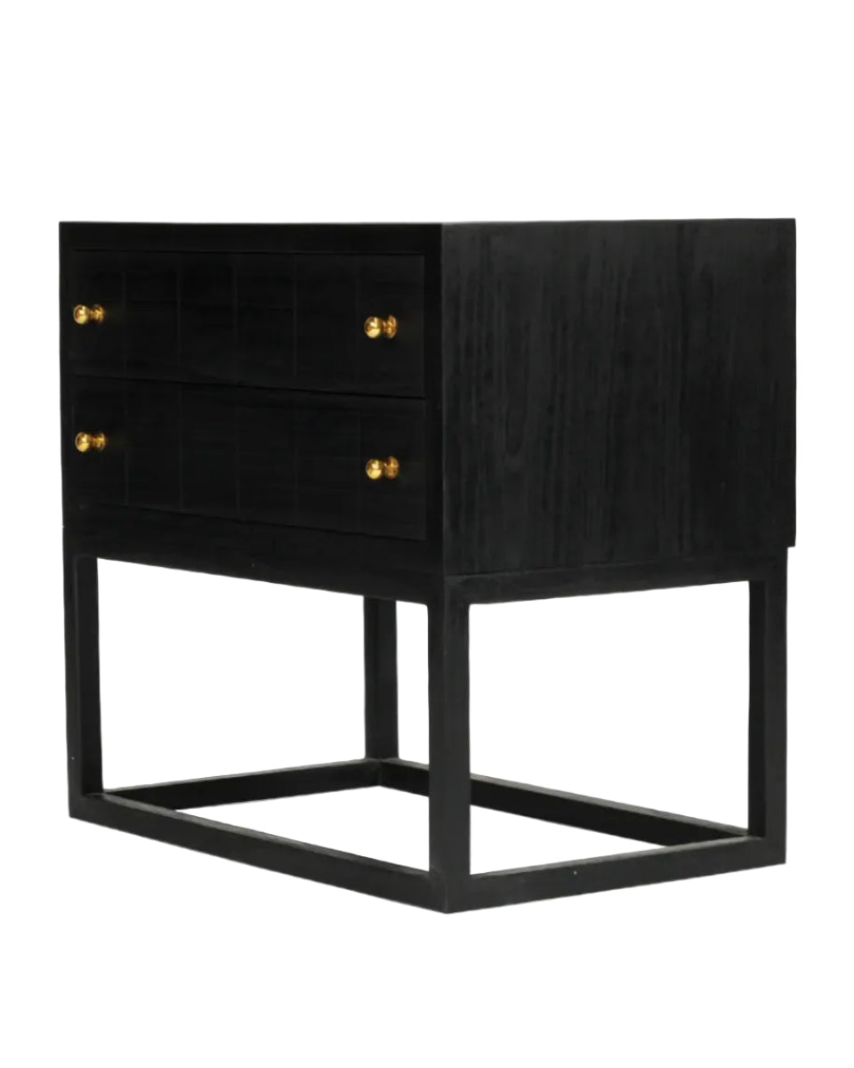 Huxley Bedside Table - Black Rustic Charm Interiors