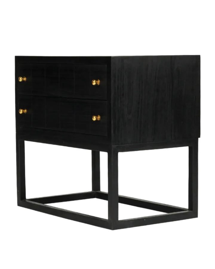 Huxley Bedside Table - Black Rustic Charm Interiors