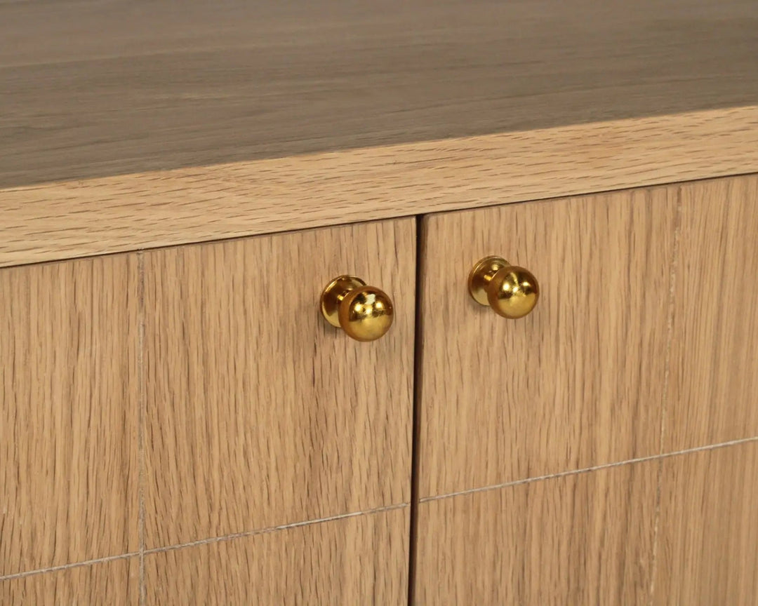Huxley TV Entertainment Unit - 4 Door Rustic Charm Interiors - Brass Knob Details