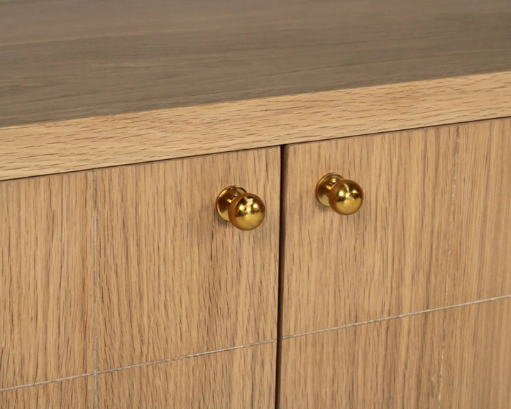 Huxley TV Entertainment Unit - 4 Door Rustic Charm Interiors - Brass Knob Details