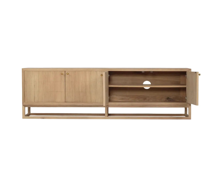 Huxley TV Entertainment Unit - 4 Door Rustic Charm Interiors - Doors Open