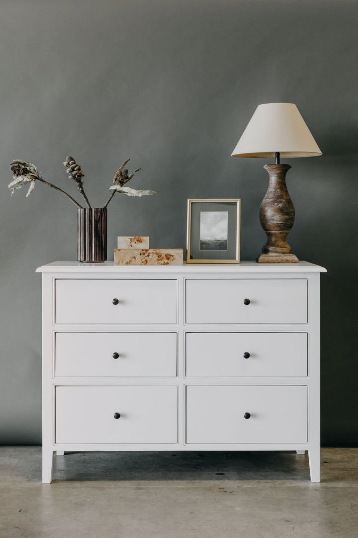 Durham 6 Drawer Chest - White
