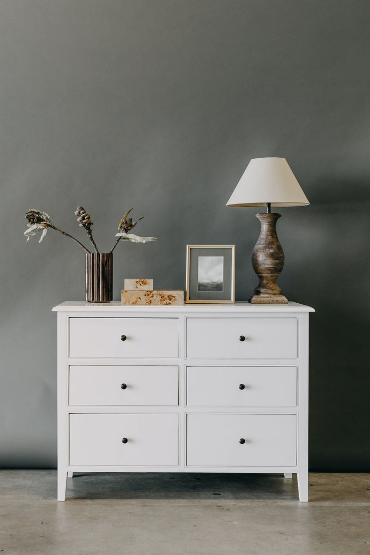 Durham 6 Drawer Chest - White