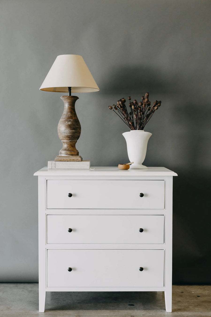 Durham 3 Drawer Nightstand - White - Archive Sale Rustic Charm Interiors