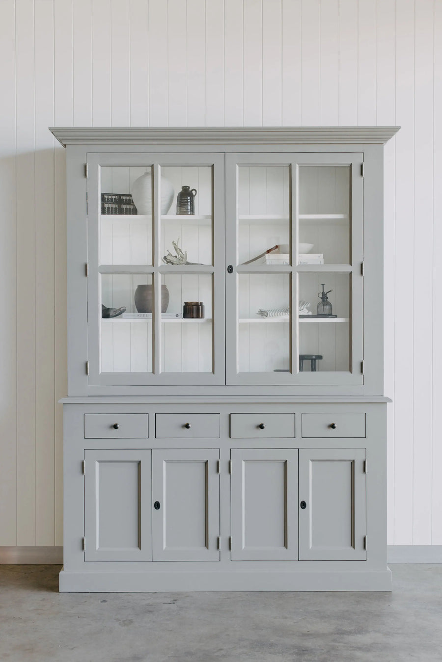 French Window Cabinet - Grey & White - Archive Sale Rustic Charm Interiors