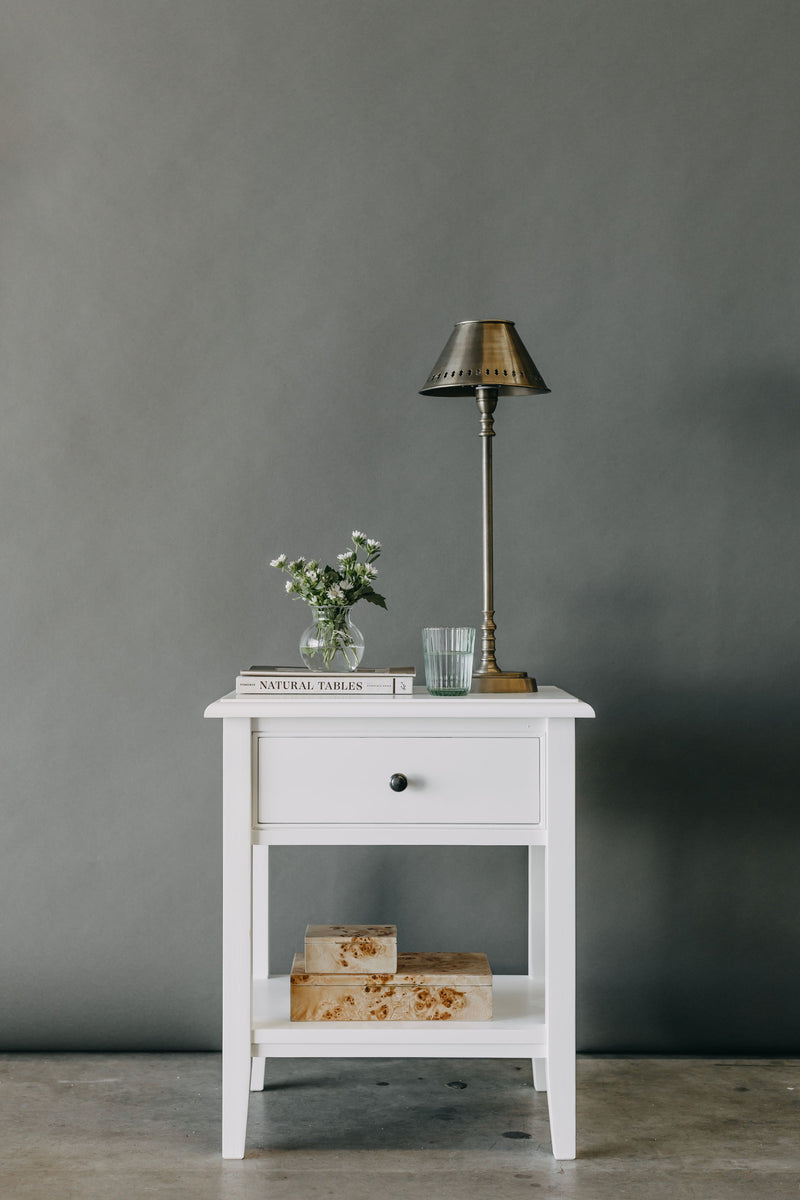 Durham Bedside Table - White