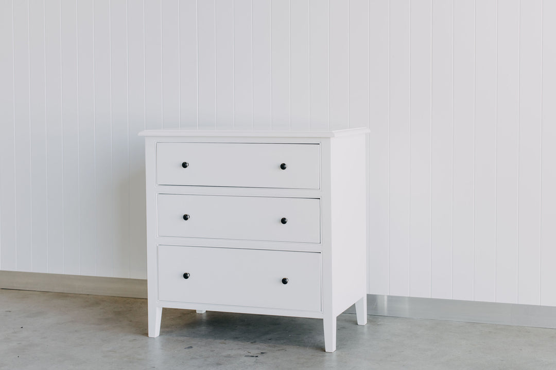 Perfectly Paired: Harper Bedhead + 2 Durham Nightstand in White