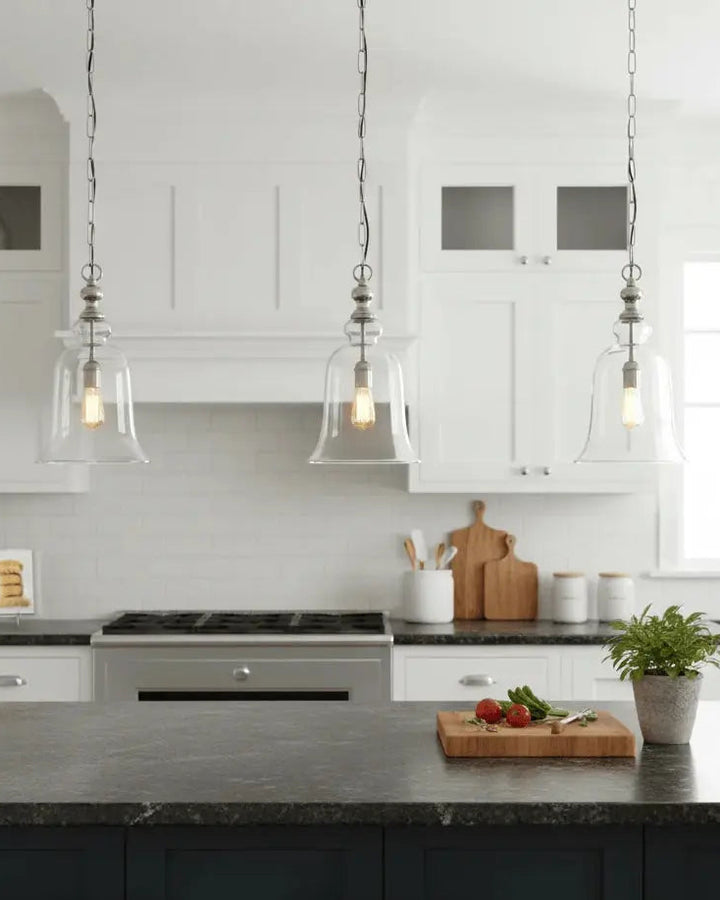 East Hampton Glass Pendant in Silver Rustic Charm Interiors