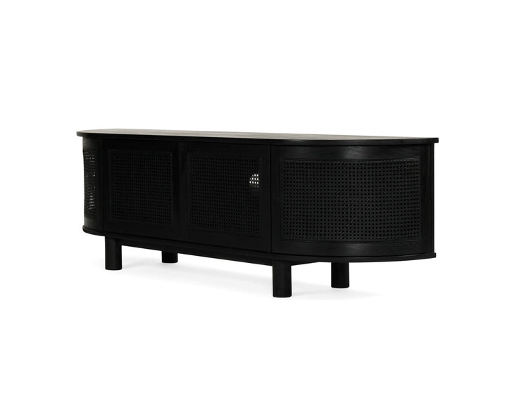 Black TV Console on a white Backgroud | Rustic Charm Interiors