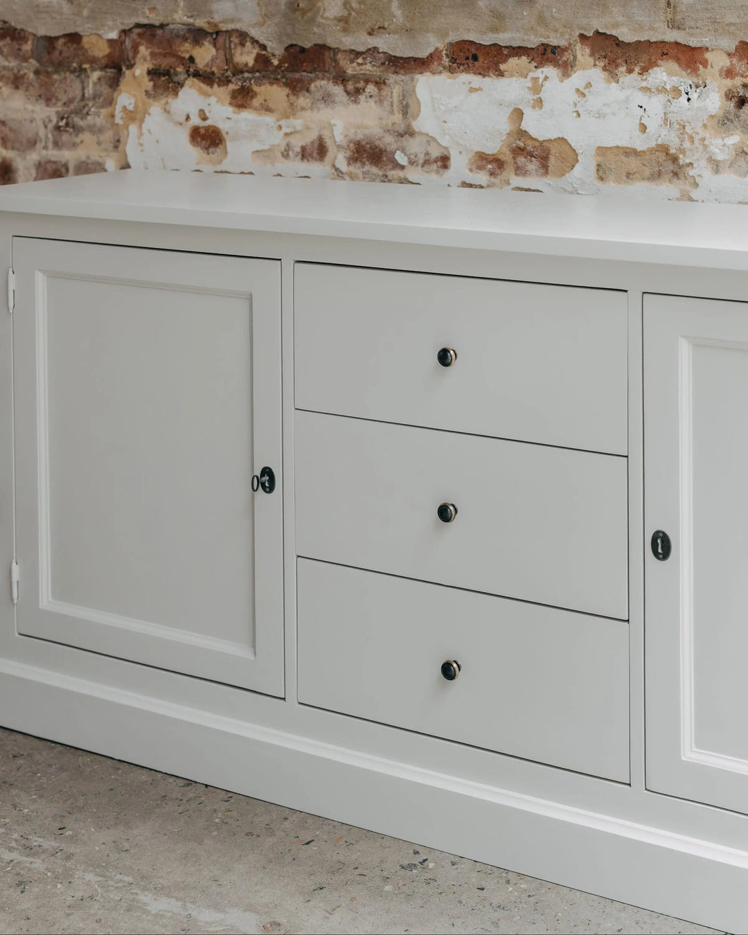New England Buffet - Grey | Rustic Charm Interiors - Side Profile