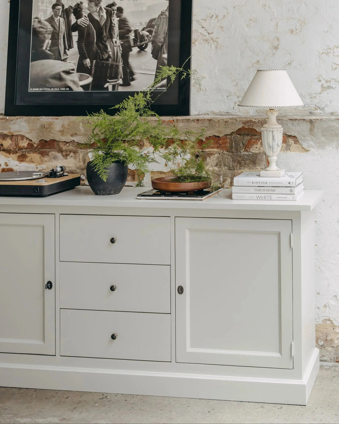 New England Buffet - Grey | Rustic Charm Interiors - Side Profile