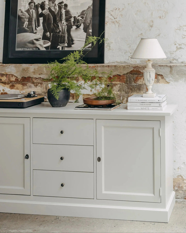 New England Buffet - Grey | Rustic Charm Interiors - Side Profile