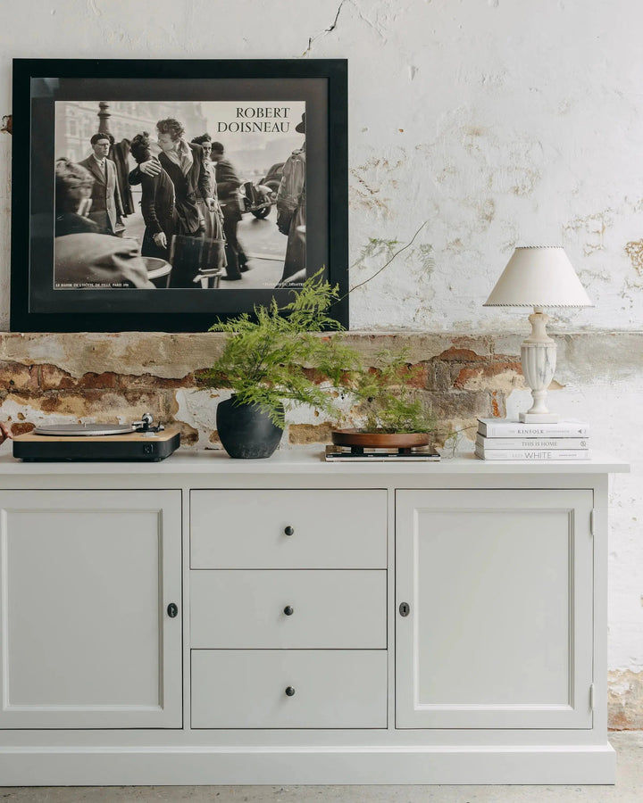 New England Buffet - Grey | Rustic Charm Interiors - Styled Front 