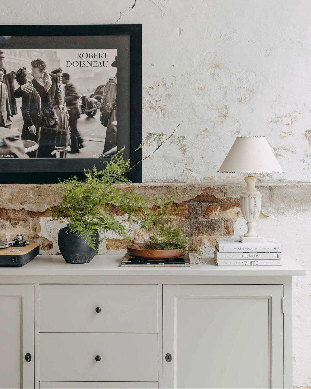 New England Buffet - Grey | Rustic Charm Interiors - Styled Top Front Profile