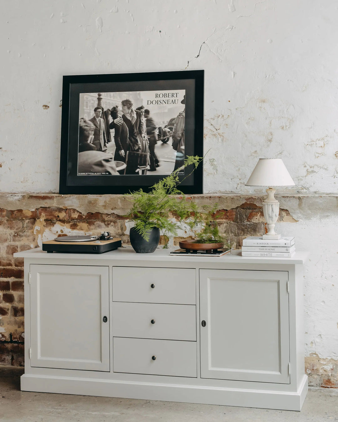 New England Buffet - Grey | Rustic Charm Interiors - Full Side Profile