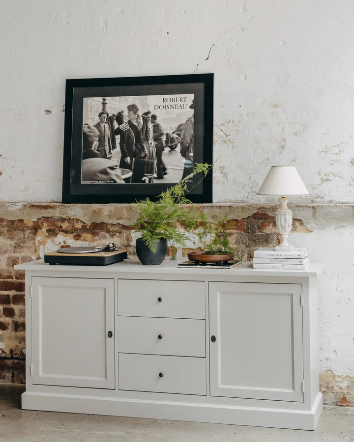 New England Buffet - Grey | Rustic Charm Interiors - Full Side Profile