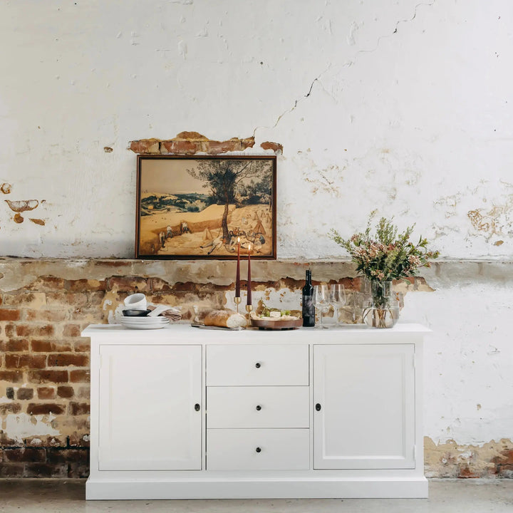 New England Buffet - Polar White | Rustic Charm Interiors - Front Profile